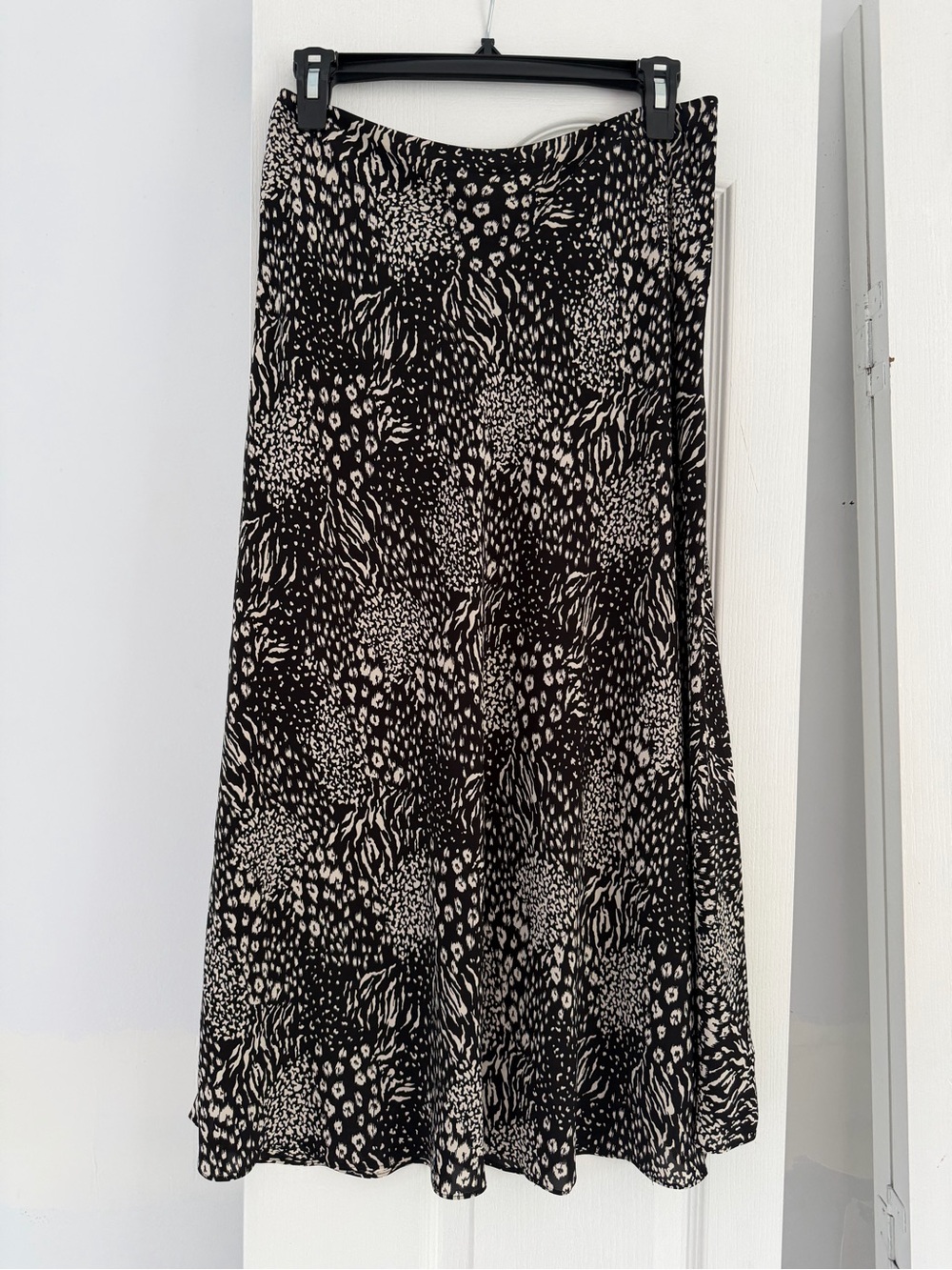 Joie Black and Cream Animal-Print A-Line Skirt